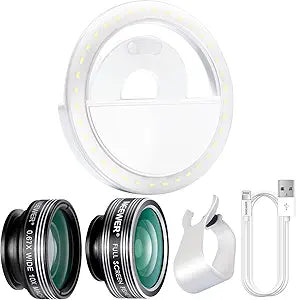 Neewer 90090342: Cellphone Photography Clip-on Lens & Light Kit — main product image