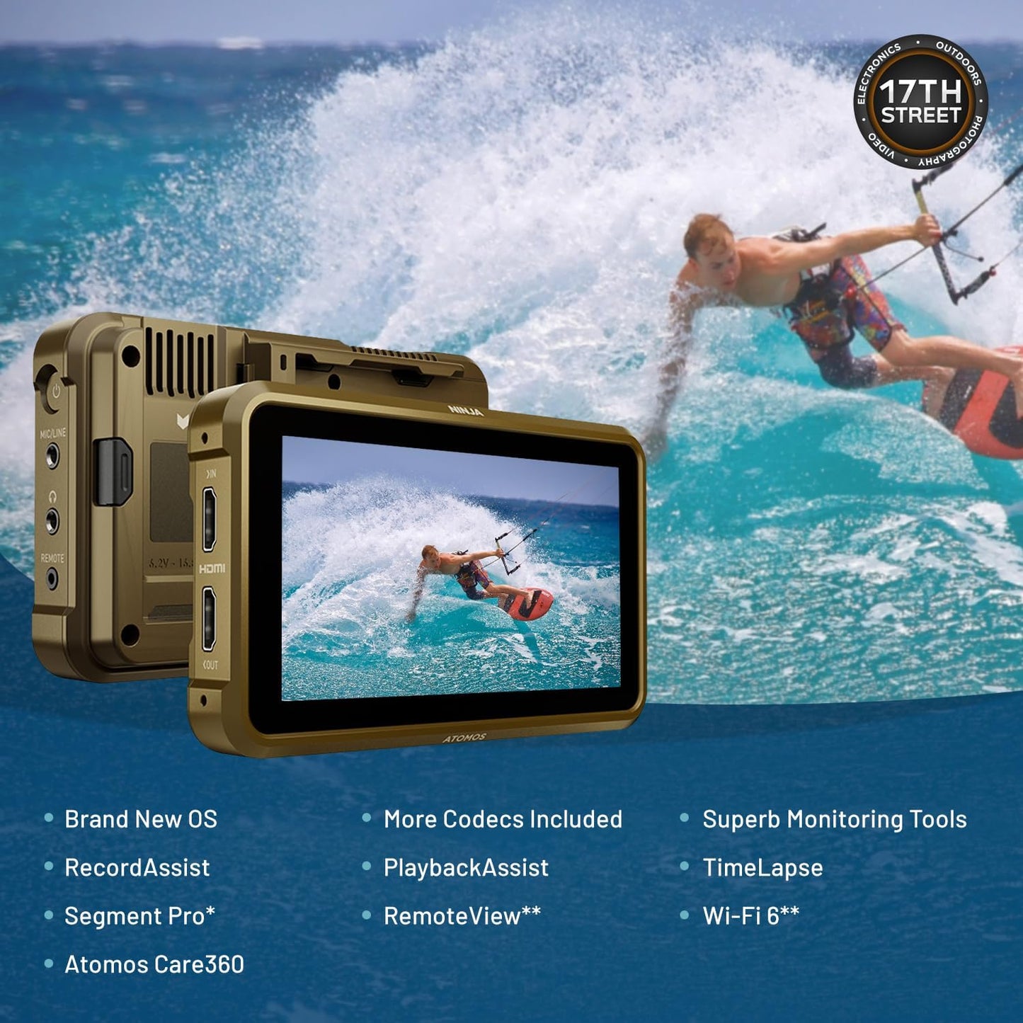 Atomos Ninja 5.2" 4K HDMI Monitor, Battery & Swivel Mount Kit