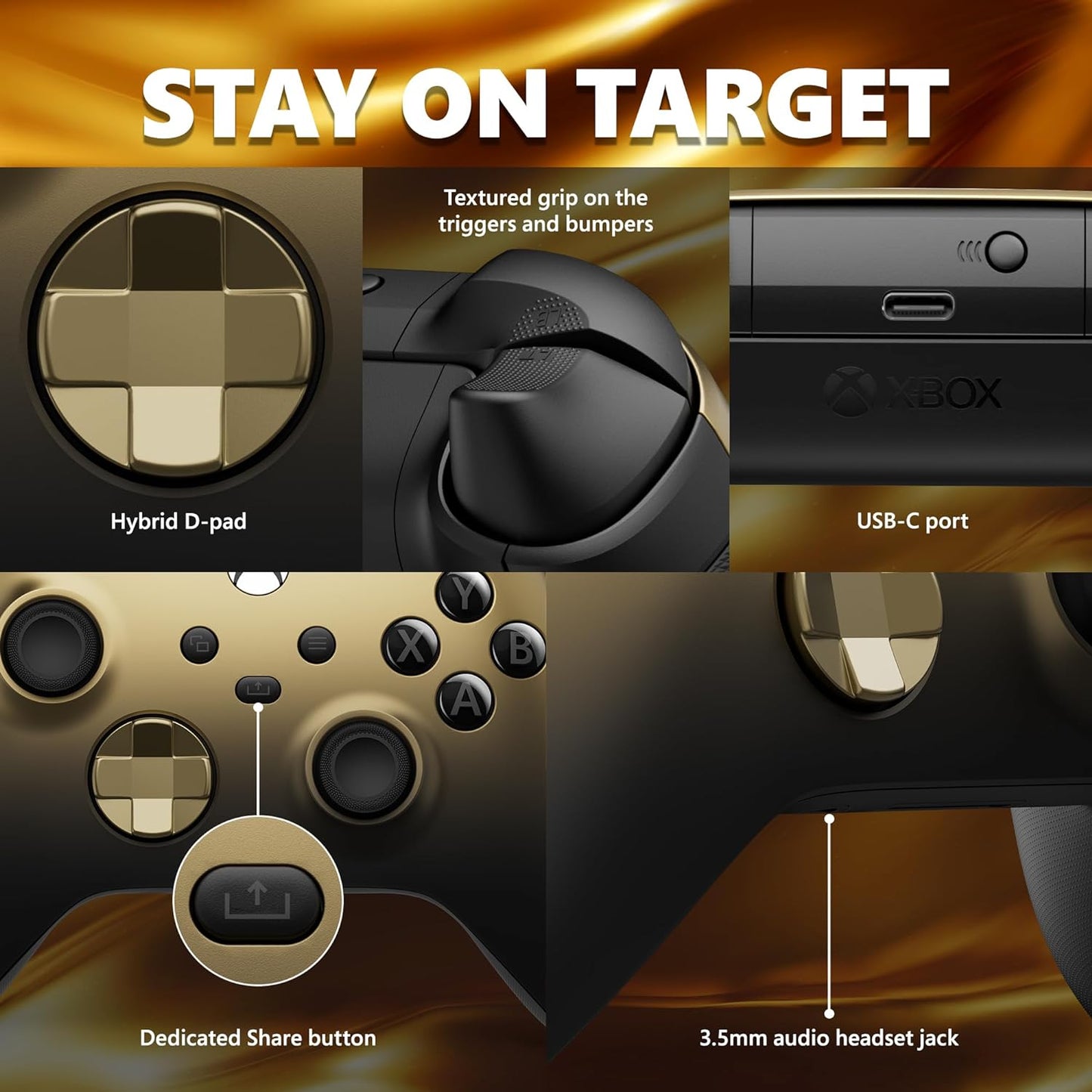 Microsoft Xbox Core Wireless Controller - Gold Shadow (Renewed)