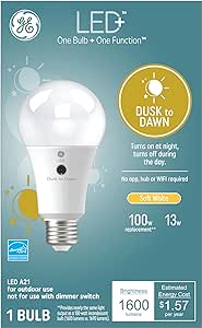 GE 93121489 LED+ Dusk to Dawn A21 Light Bulb - Soft White