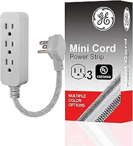 GE Pro Mini 53199 3-Outlet Power Strip Heather Gray — main product image