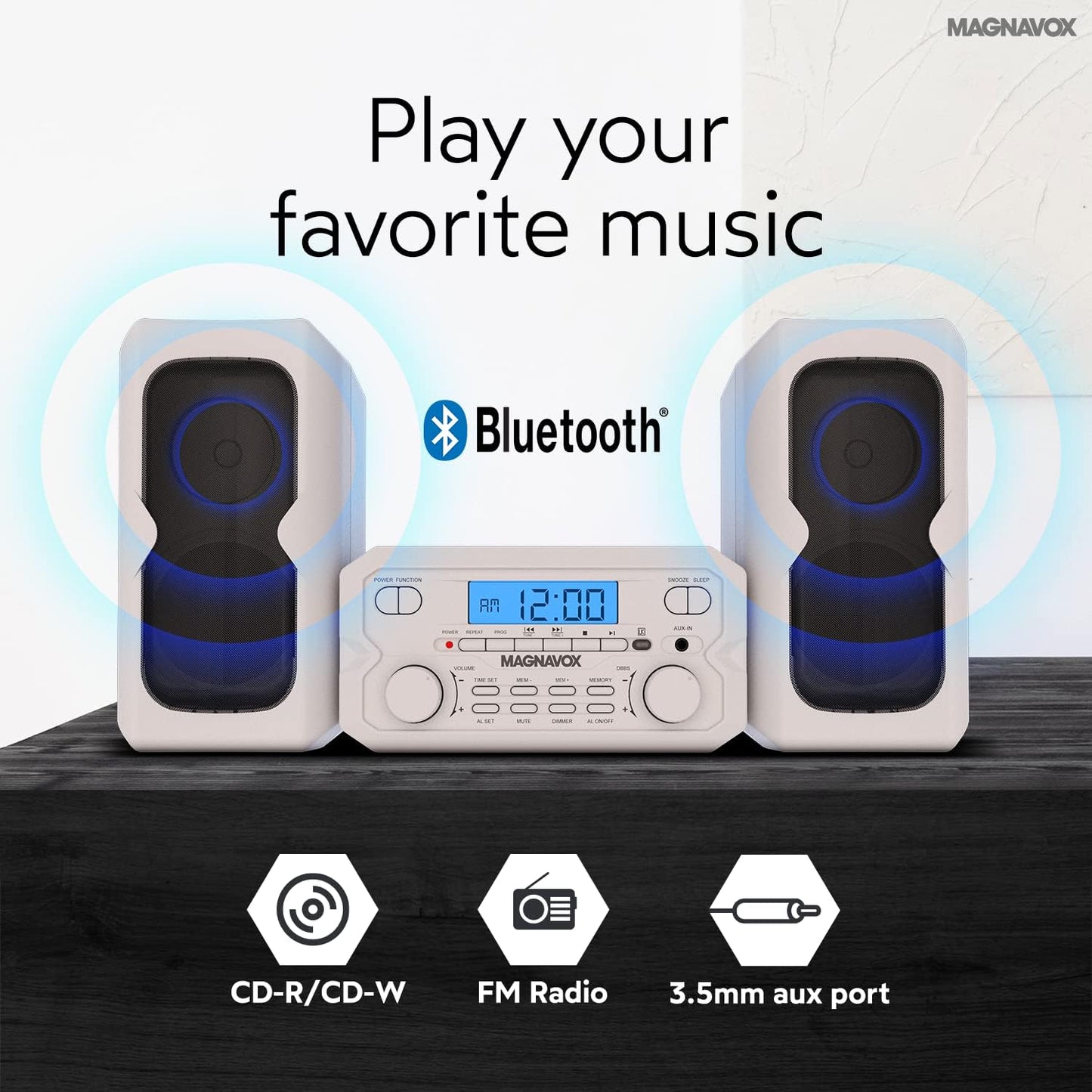 Magnavox MM435M-WH CD Shelf System Bluetooth Radio