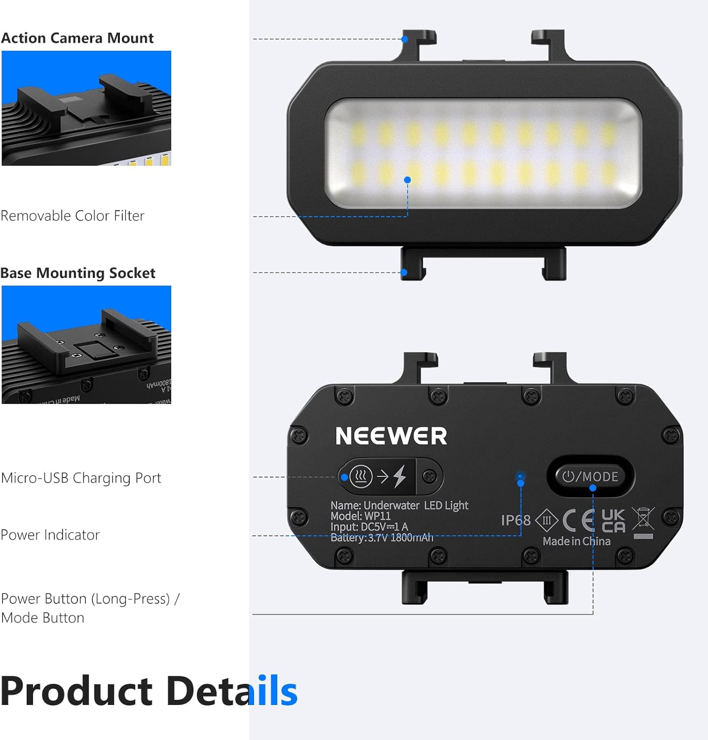 Neewer 10100460 WP11 Waterproof LED Light 40m