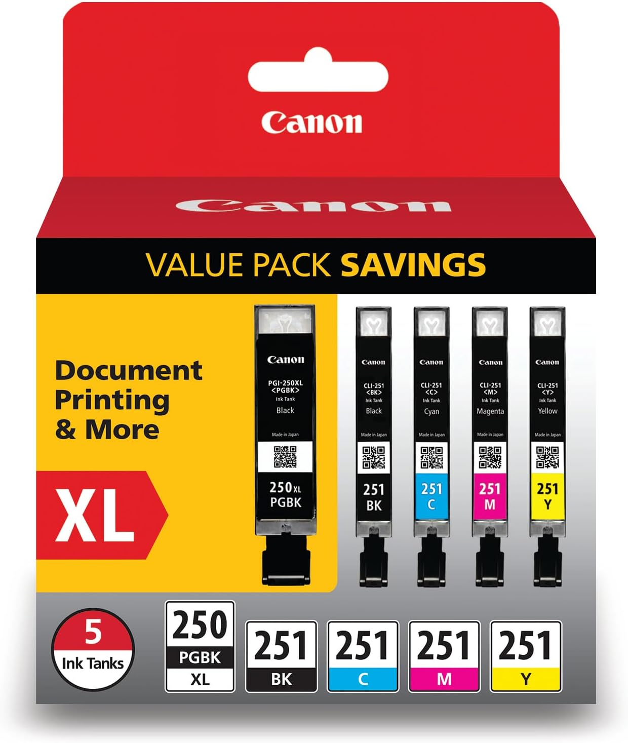 Canon 6432B011 PGI-250XL/CLI-251 Ink 5-Pack