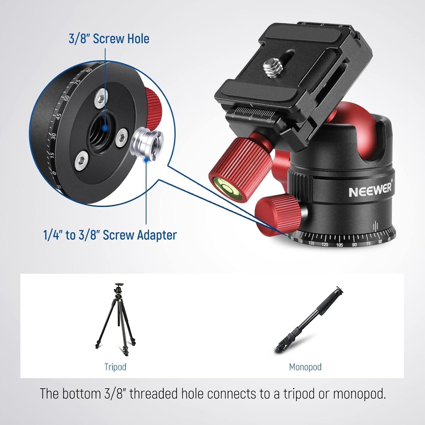 Neewer 10101622 GM28 Tripod Ball Head Panoramic