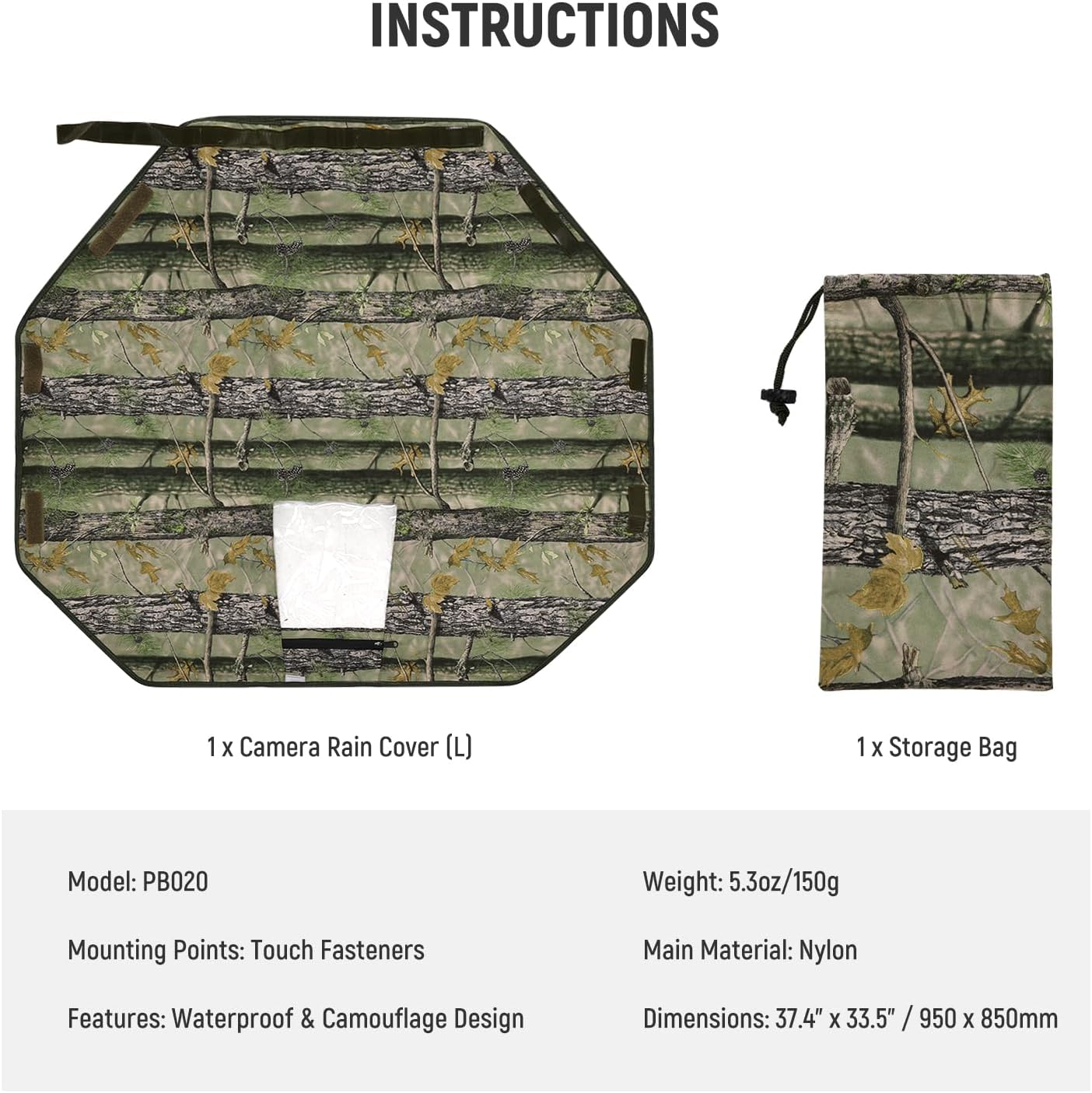 Neewer 10103335 Waterproof Camera Rain Cover - Camouflage