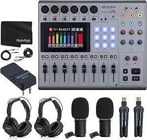 Zoom ZP8 K6 PodTrak P8 Podcast Recorder Bundle