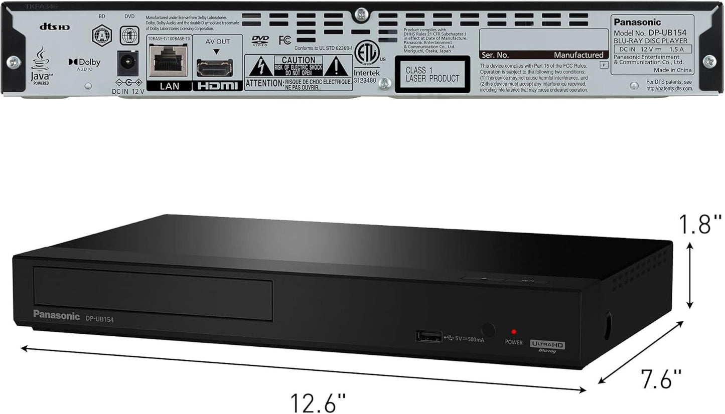 Panasonic DP-UB154P-K 4K Blu Ray Player, Ultra HD Premium Video
