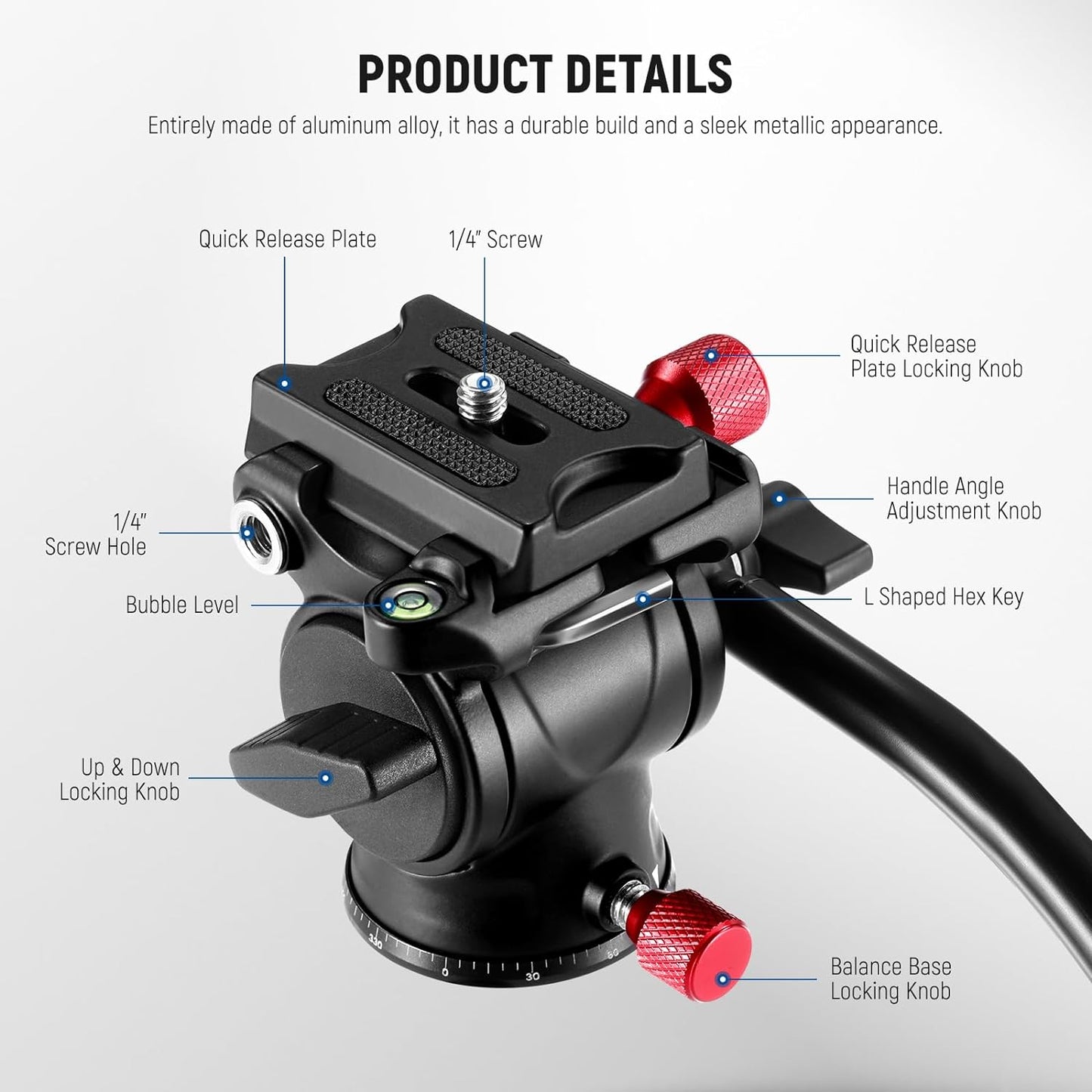 Neewer GM23 Fluid Tripod Head with Quick Release