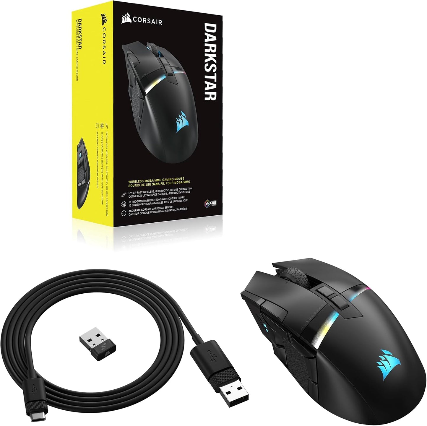 Corsair CH-931A011-NA DARKSTAR RGB Wireless MMO/MOBA Gaming Mouse
