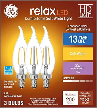 GE 41526 Relax 25W LED Bulb Soft White 3-Pack