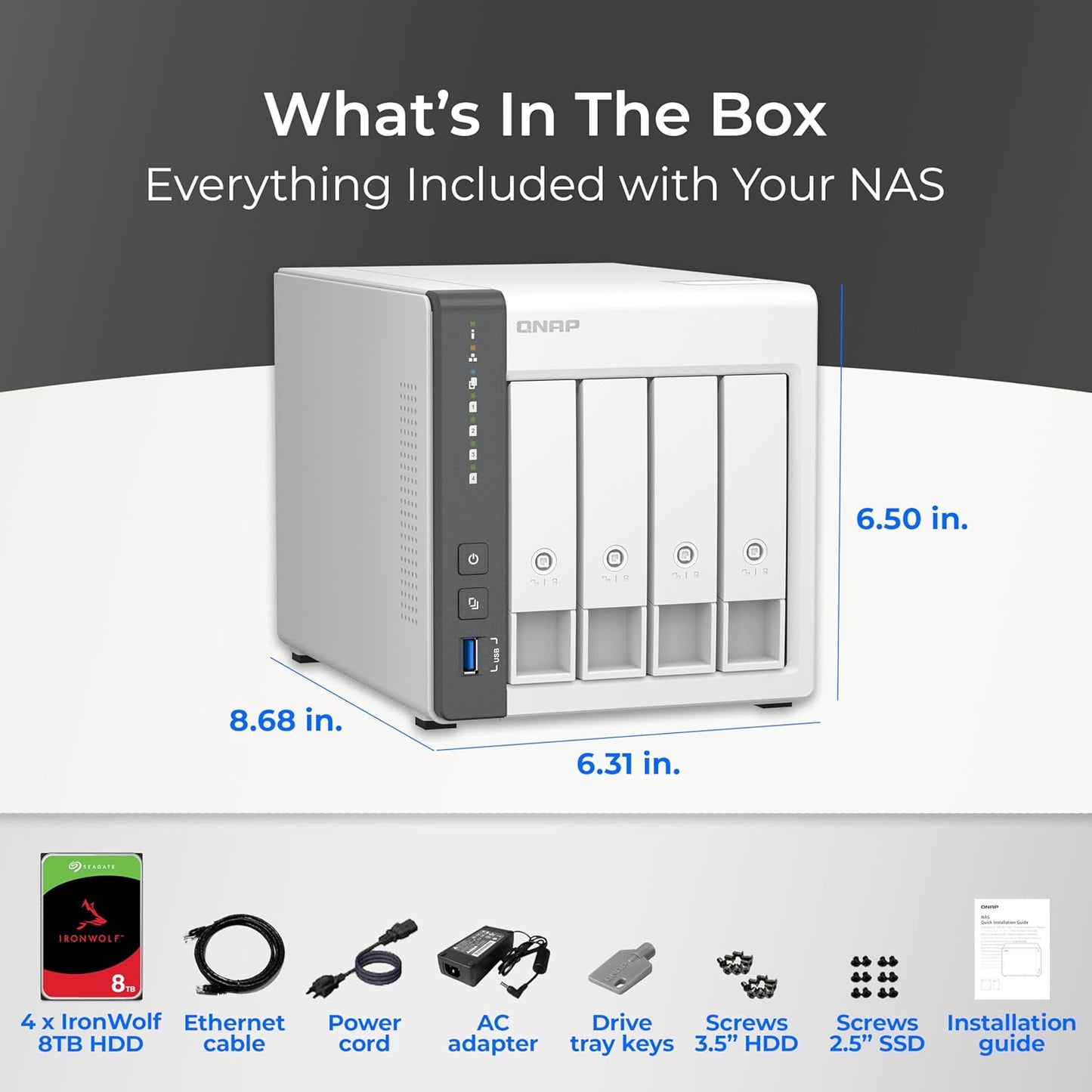 QNAP TS-433-4G-48ST-US 24TB NAS Preconfigured IronWolf Drives