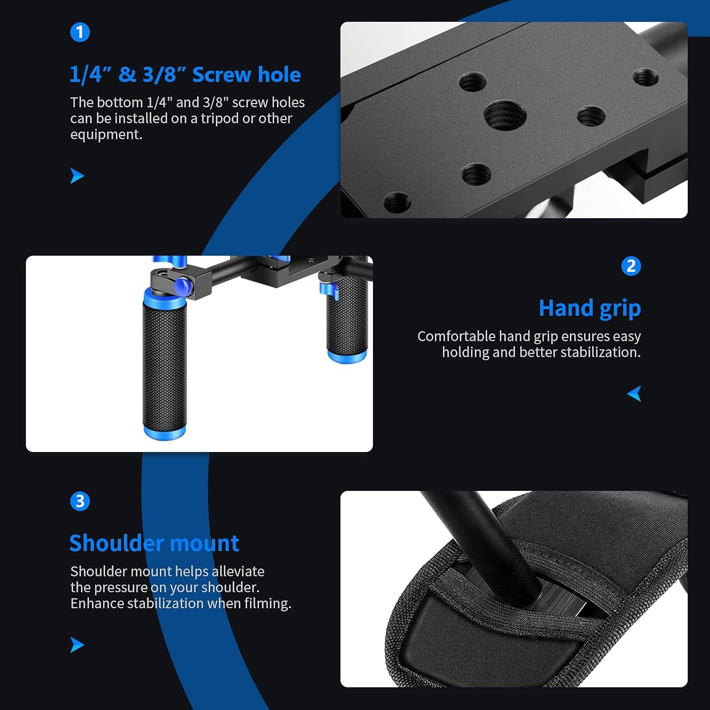 Neewer Camera Shoulder Rig Video Film Making System Kit Blue