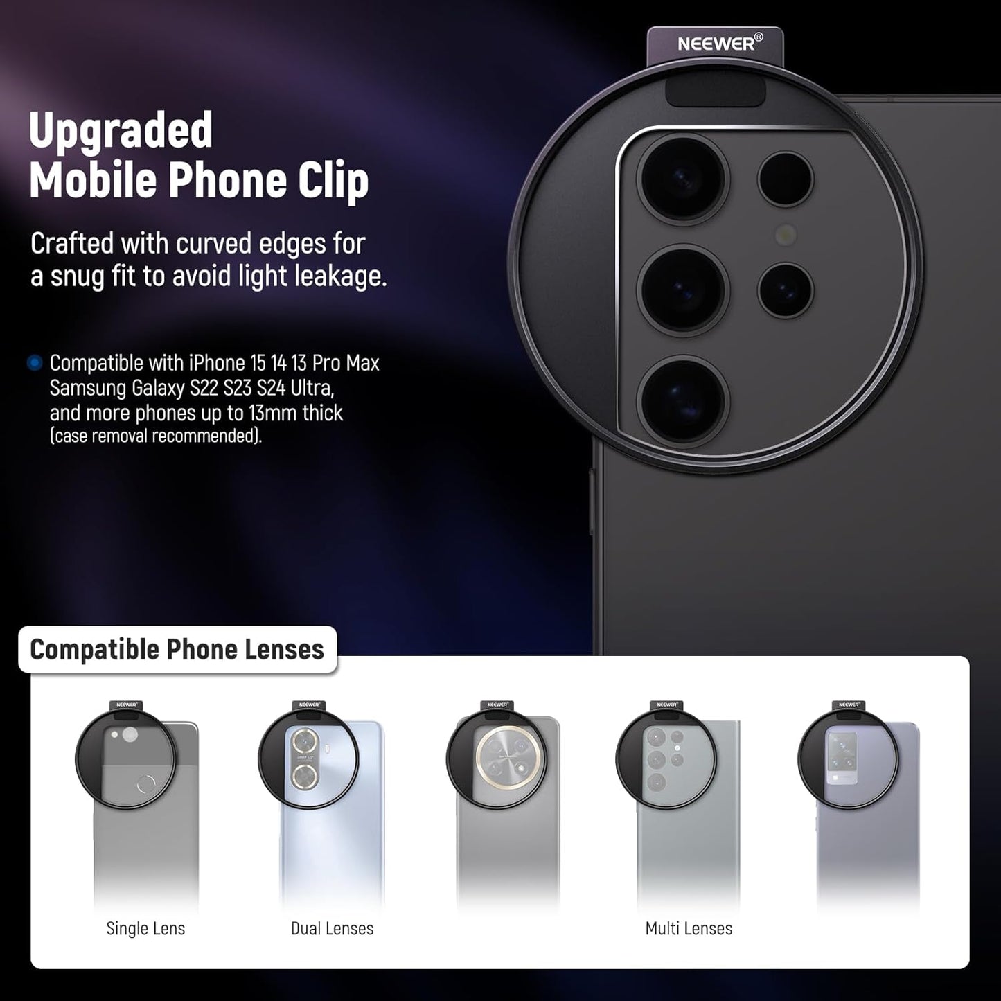 Neewer LA006 67mm Phone Filter Mount Clip Cold Shoe