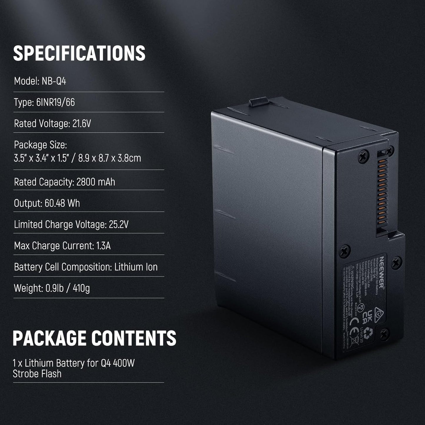 Neewer NB-Q4 Replacement Battery for Q4 Flash