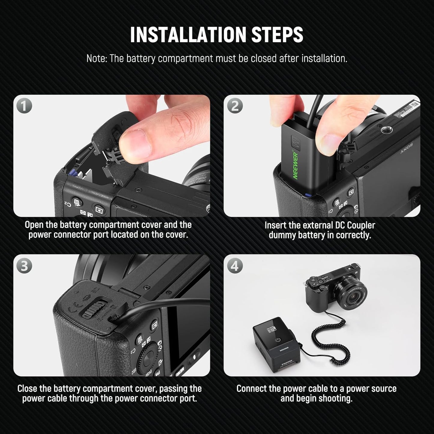 Neewer 10103090 D-Tap to NP-FW50 Dummy Battery