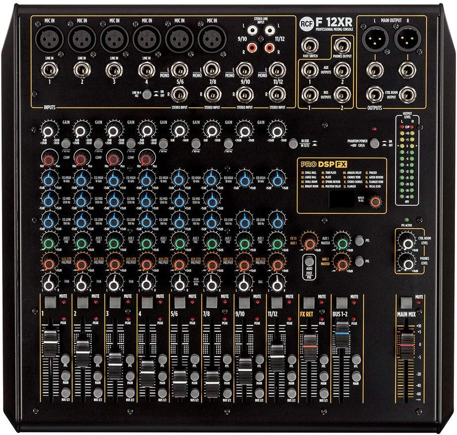 RCF F-12XR 12-Channel Mixer Console Multi-FX USB