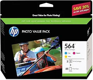 HP J2X80AN#140 564 Ink Cartridges - Cyan, Magenta, Yellow + Photo Paper