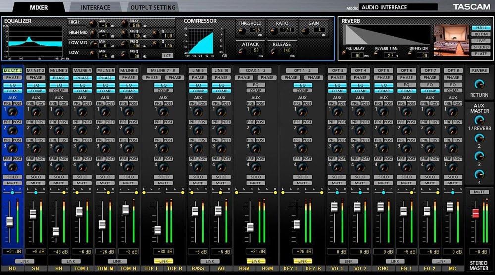 Tascam US-20X20 USB 3.0 Audio MIDI Interface Mixer