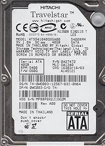 Hitachi HTS541040G9SA00 40GB SATA 2.5" Hard Drive
