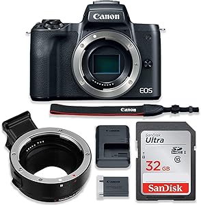 Canon EOS M50 Mirrorless Camera Body with Adapter (Renewed)