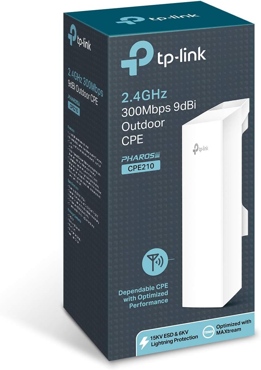 TP-Link CPE210 N300 Long Range Outdoor CPE - PtP/PtMP Bridge