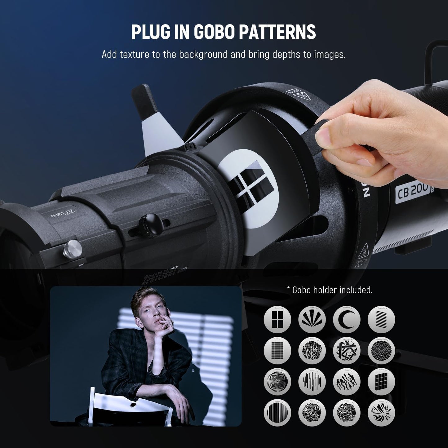 Neewer 90100759 Spotlight Snoot Kit with Gobos & Gels