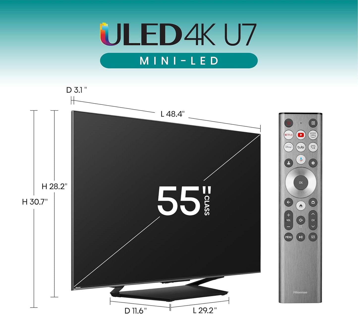 Hisense 55U7N 55-Inch Mini-LED QLED 4K Google TV