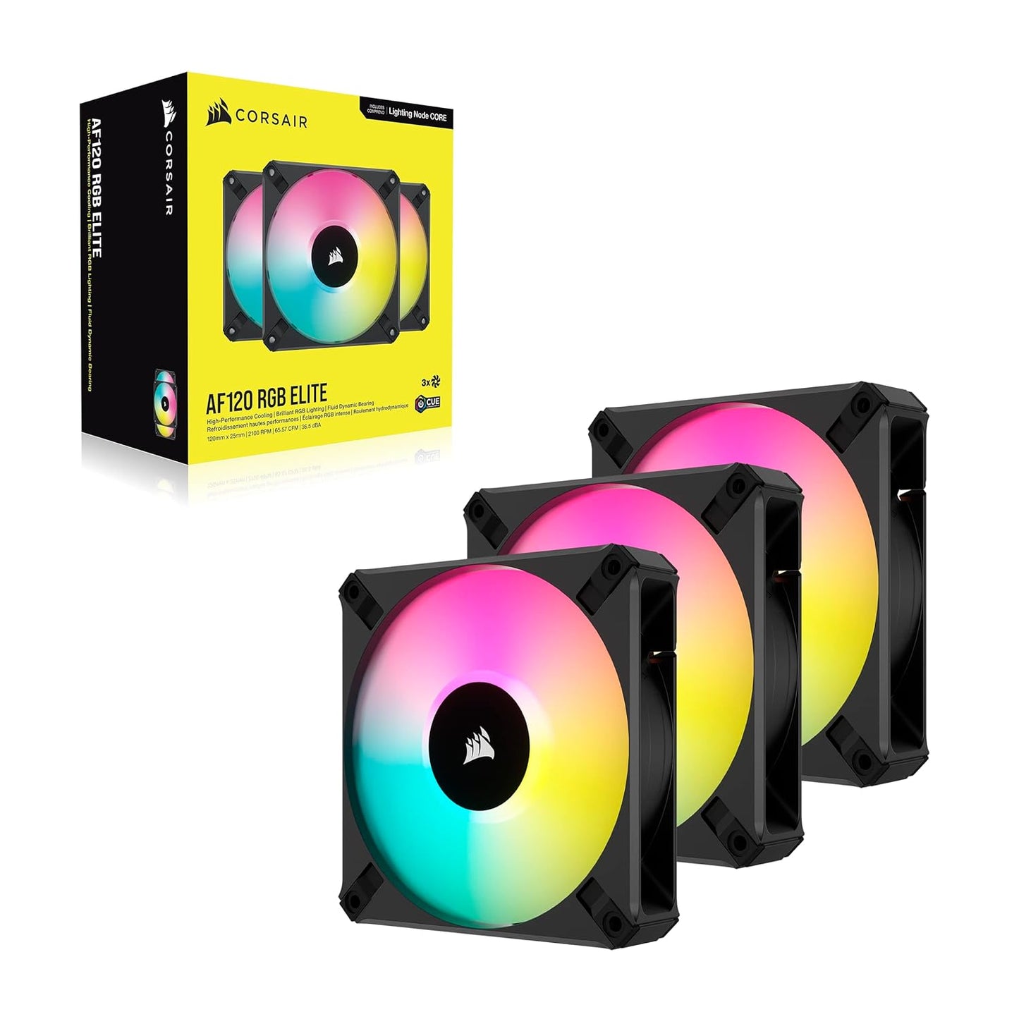 Corsair AF120 RGB Elite 120mm PWM Fan Kit (Renewed)