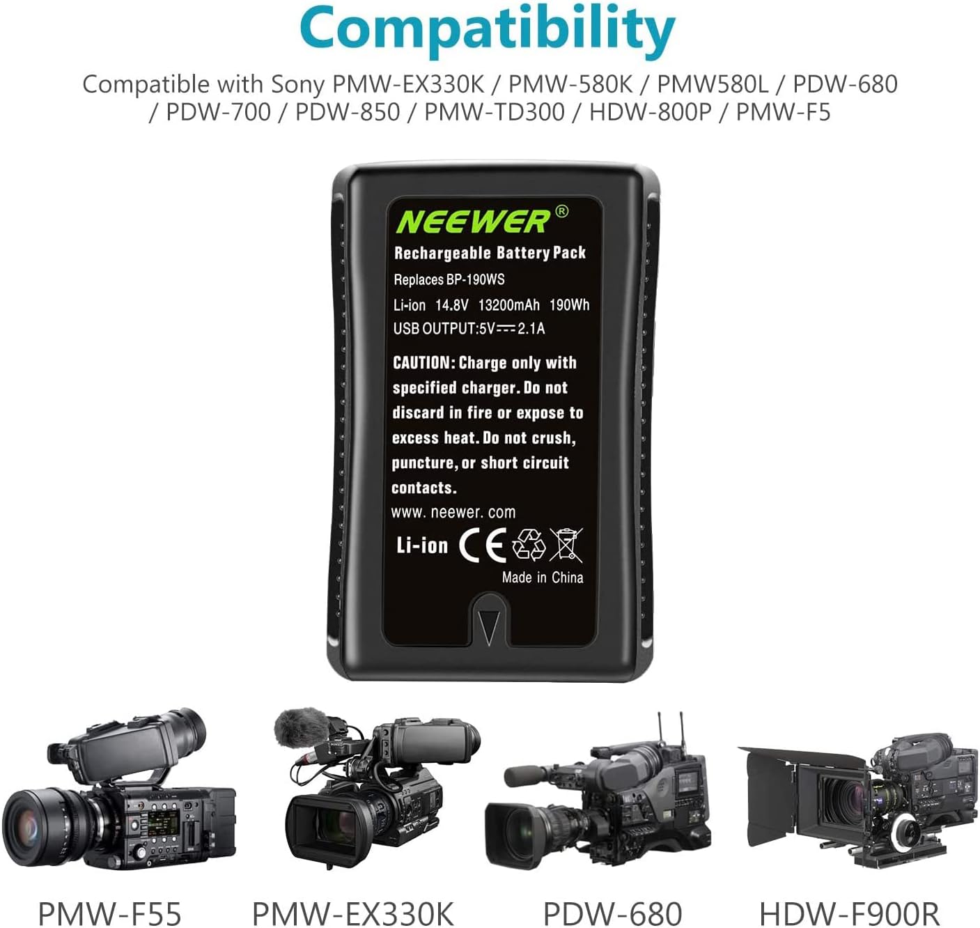 Neewer 10095777 V Mount 190Wh 14.8V Rechargeable Battery