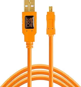 Tether Tools CU8015-ORG 15ft USB 2.0 Mini-B Cable