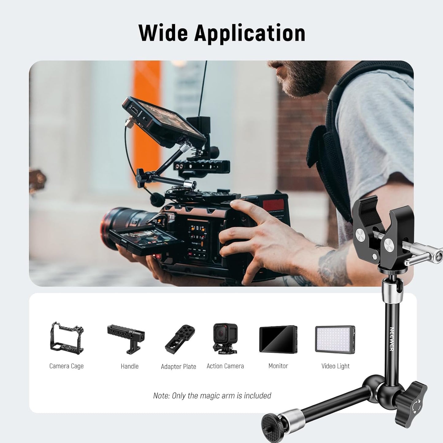 Neewer 10099610 9.8" Magic Arm Super Clamp