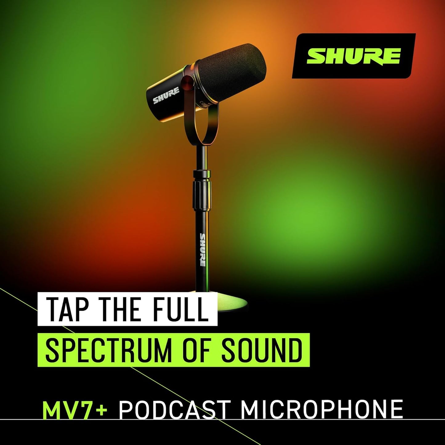 Shure MV7+-K-BNDL Podcast Microphone Bundle - USB/XLR, Stand, Black