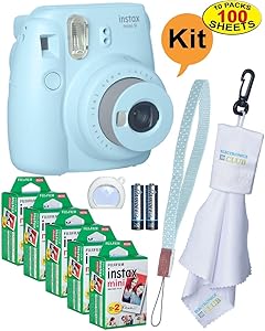Fujifilm FUJI-A4 Instax Mini 9 Instant Camera Bundle ICE-Blue