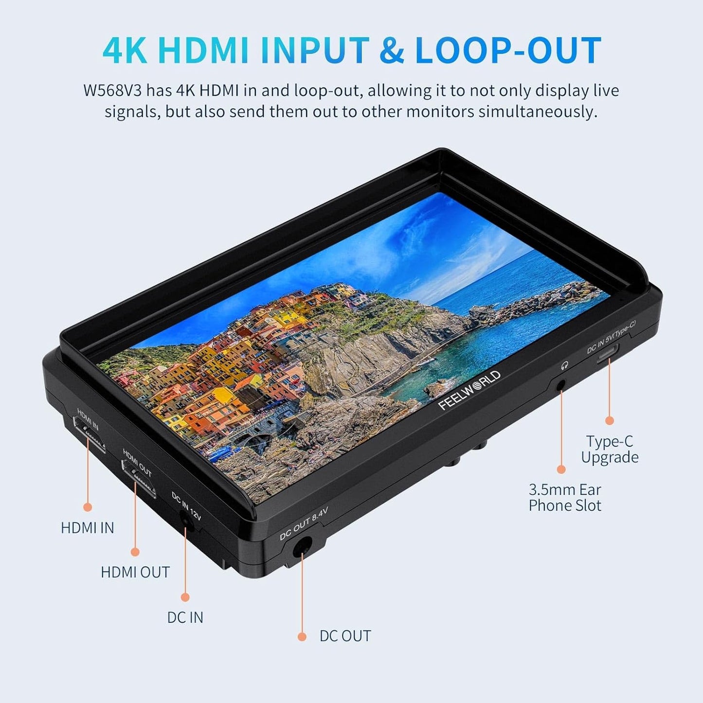 FEELWORLD AU-FW568 V3 6" 4K HDMI Camera Monitor