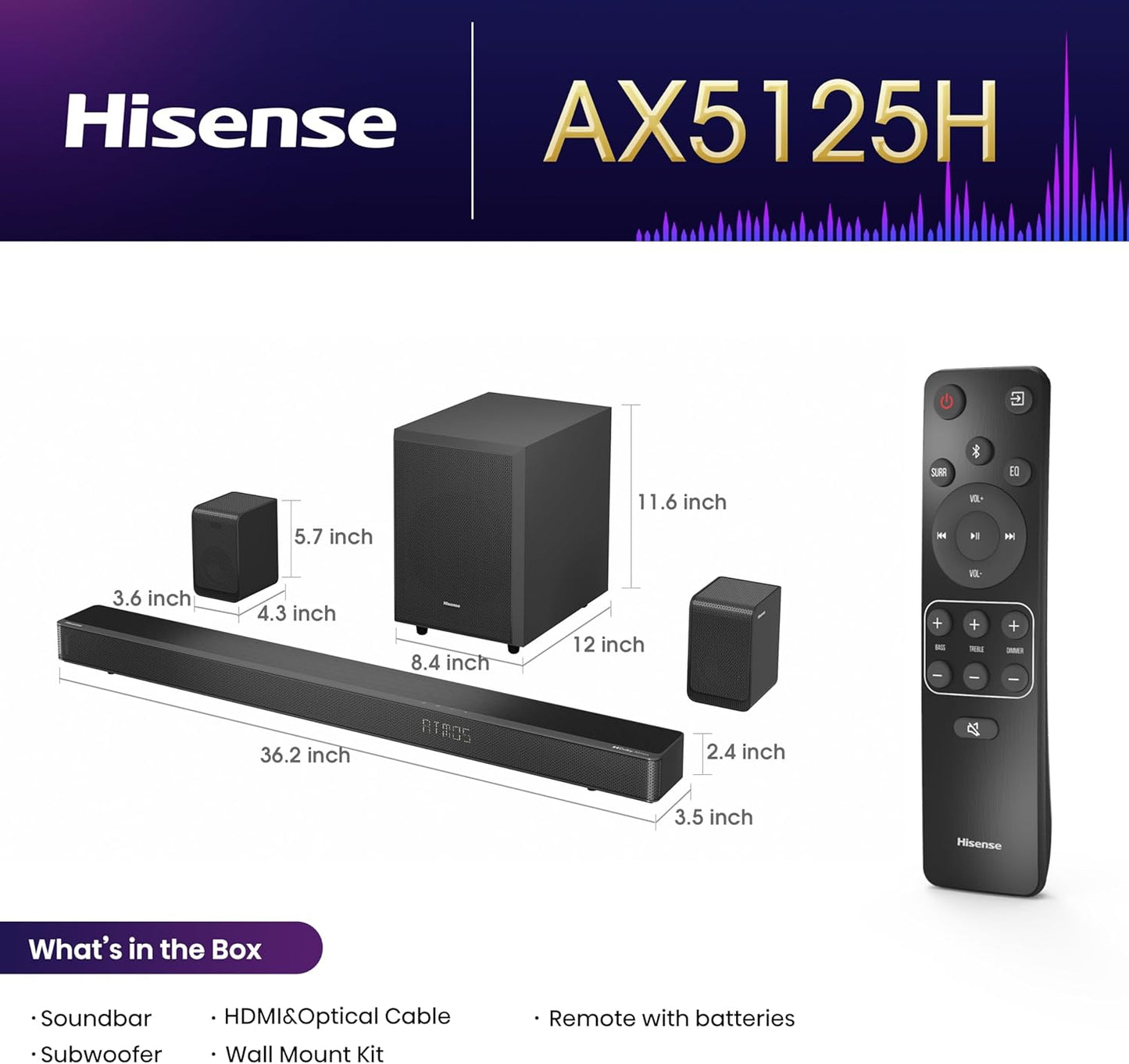 Hisense AX5125H 5.1.2Ch Dolby Atmos Soundbar
