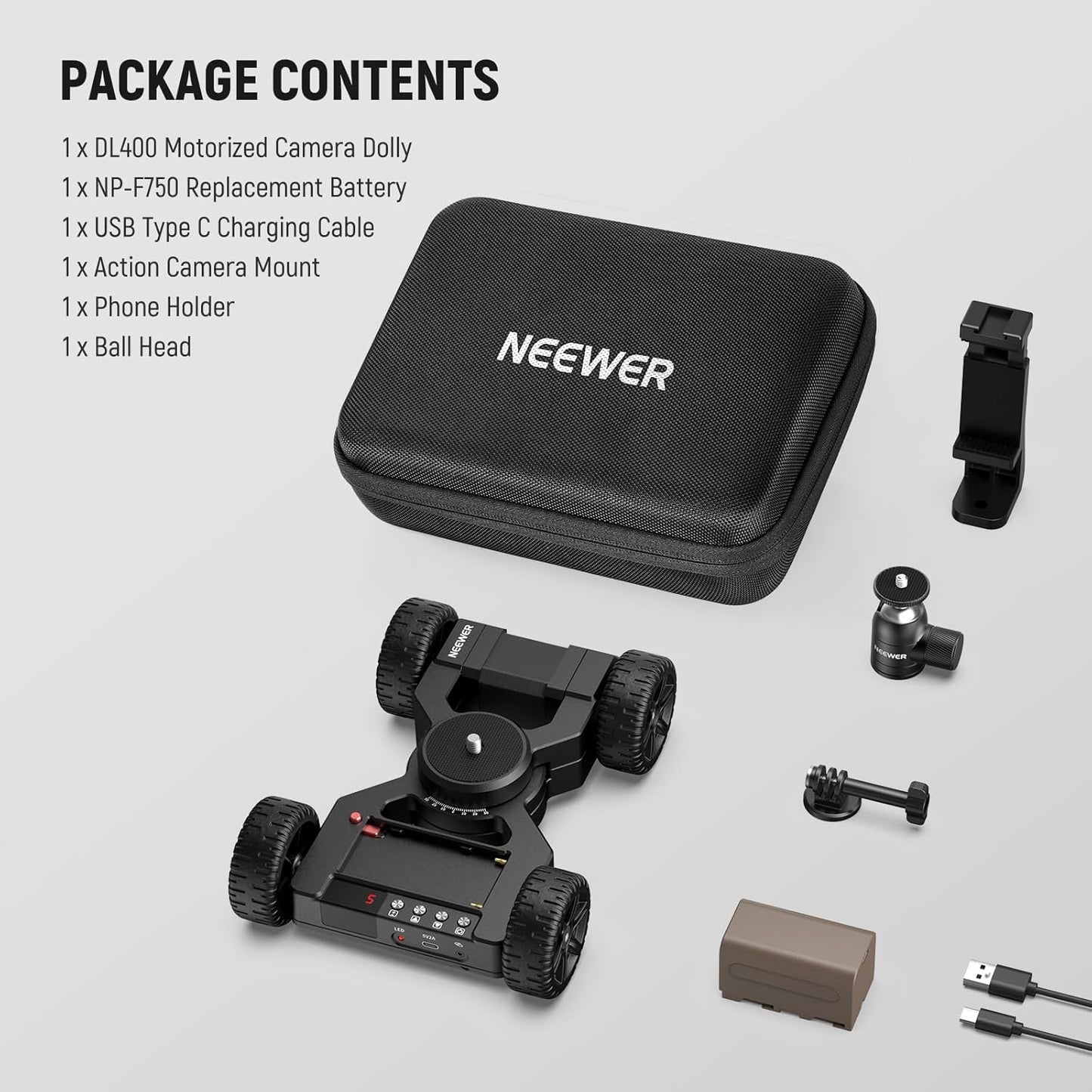 Neewer DL400 Motorized Camera Slider - App Control, 5H Runtime