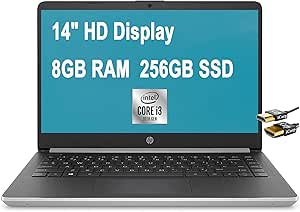 HP 14 Thin Laptop i3 8GB 256GB SSD HDMI