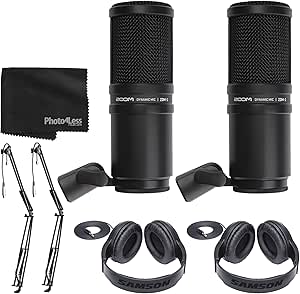 Zoom ZDM-1 Mic Dynamic Microphone Bundle Boom Arm Headphones