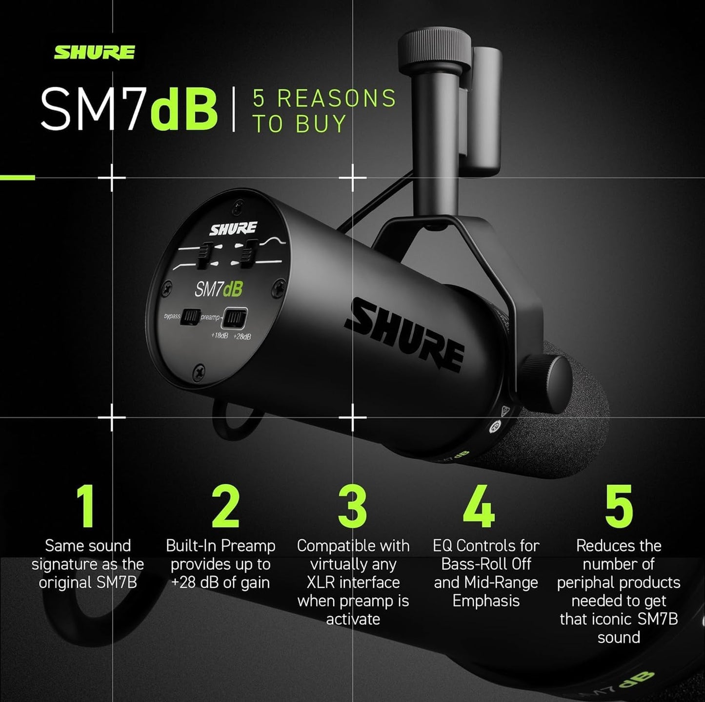 Shure SM7DB-CN Dynamic Vocal Microphone with Preamp