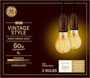 GE 42162 Vintage Style LED Light Bulbs 2-Pack