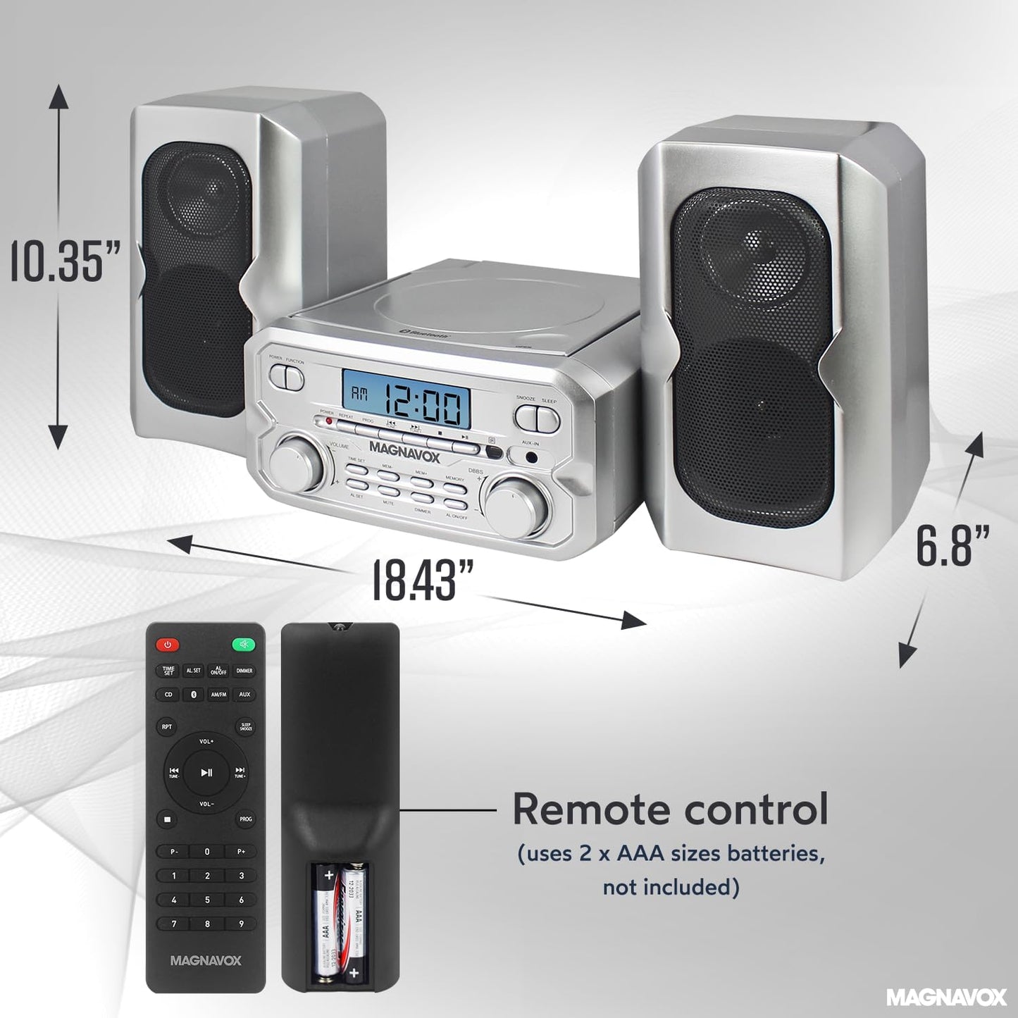 Magnavox MM435M-SL CD Shelf System - Bluetooth & FM Radio