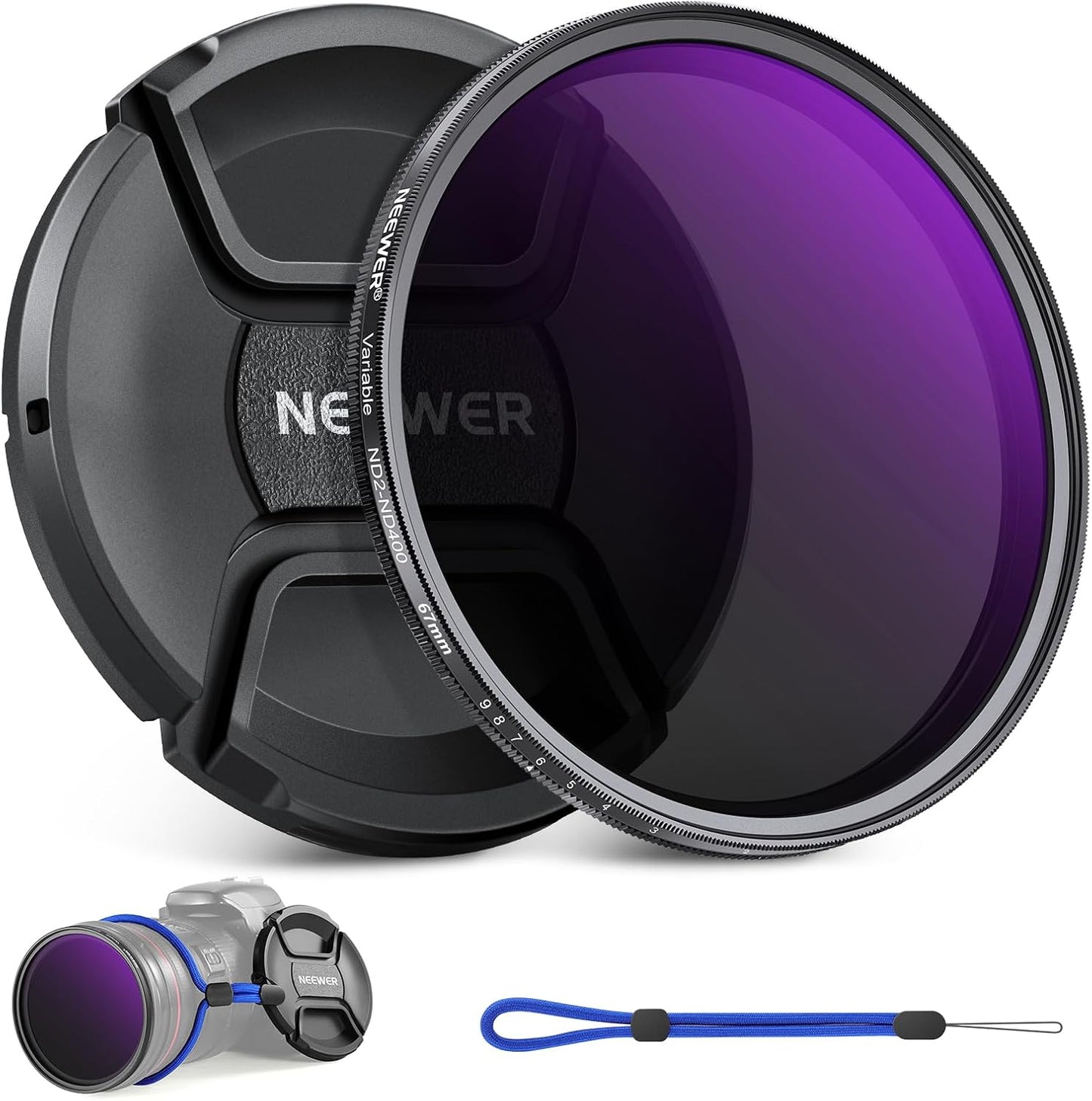 Neewer 10104783 67mm ND2-400 Variable Filter Lens Cap