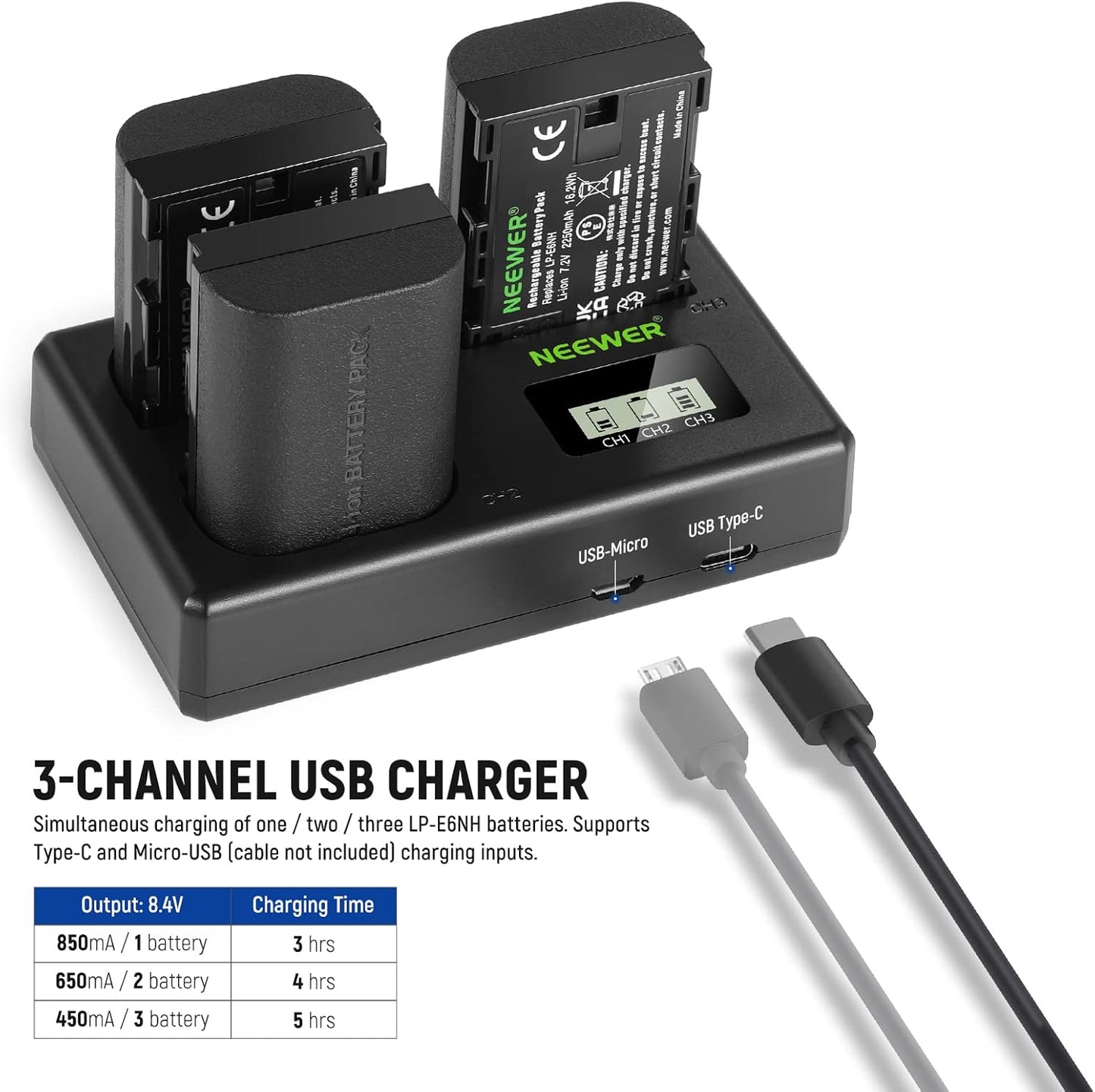 Neewer 10101015 LP-E6NH Battery Charger Kit