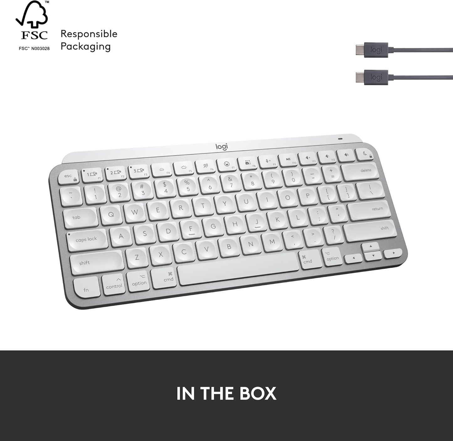 Logitech 920-010389 MX Keys Mini Mac Wireless Keyboard - Pale Grey