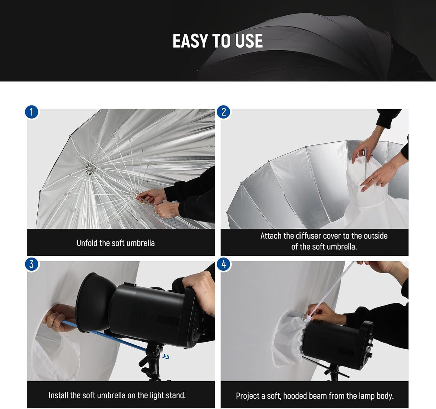 Neewer NS3U 65" Parabolic Photography Umbrella Softbox with Diffuser