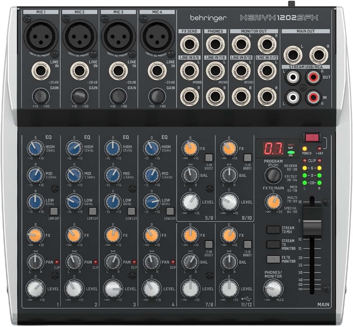 Behringer Xenyx 1202SFX 12-Channel Analog Streaming Mixer