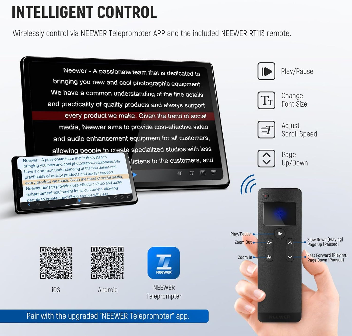 Neewer X17 II 17" Teleprompter with Remote & APP Control