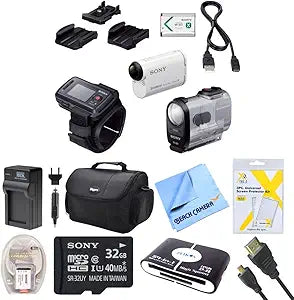 Sony HDR-AS200VR/W Action Cam Live View Bundle