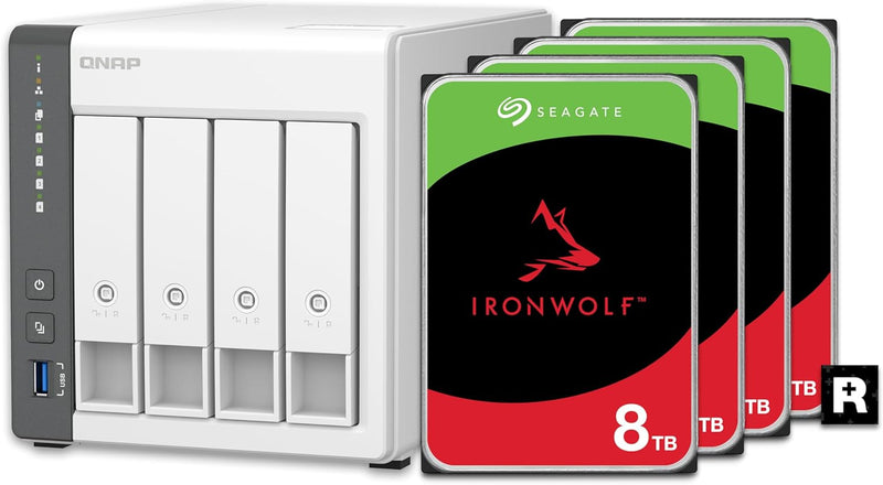 QNAP TS-433-4G-48ST-US 24TB NAS Preconfigured IronWolf Drives — main product image